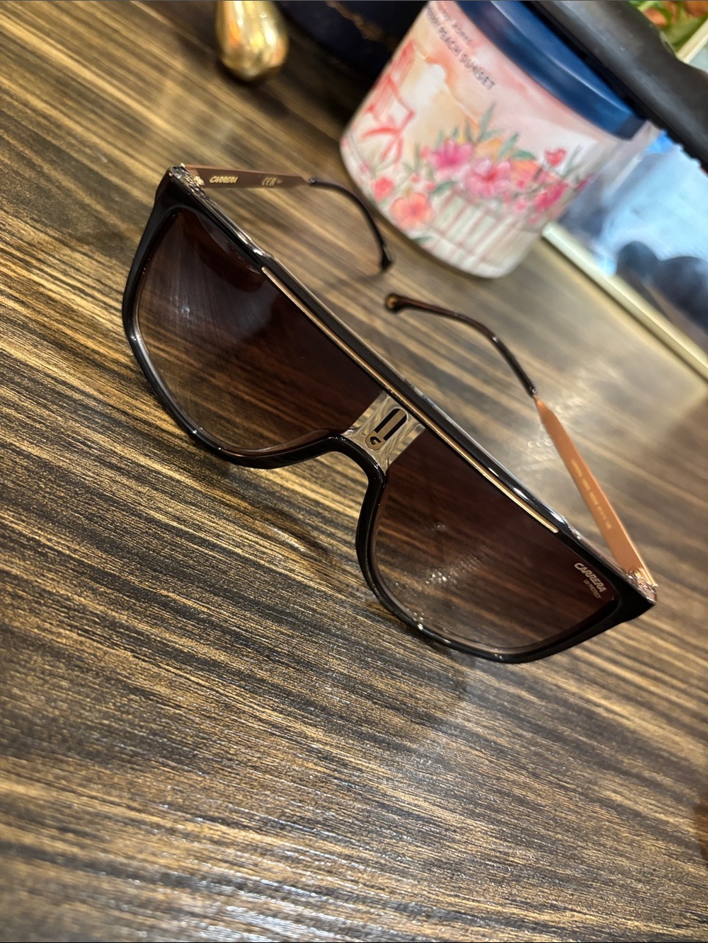 Carrera Black Frame Sunglasses with Brown Gradient Lenses